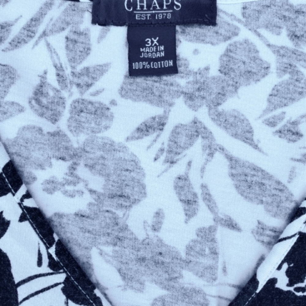 CHAPS BLACK AND WHITE FLOWERED TOP 3X - Picture 3 of 8